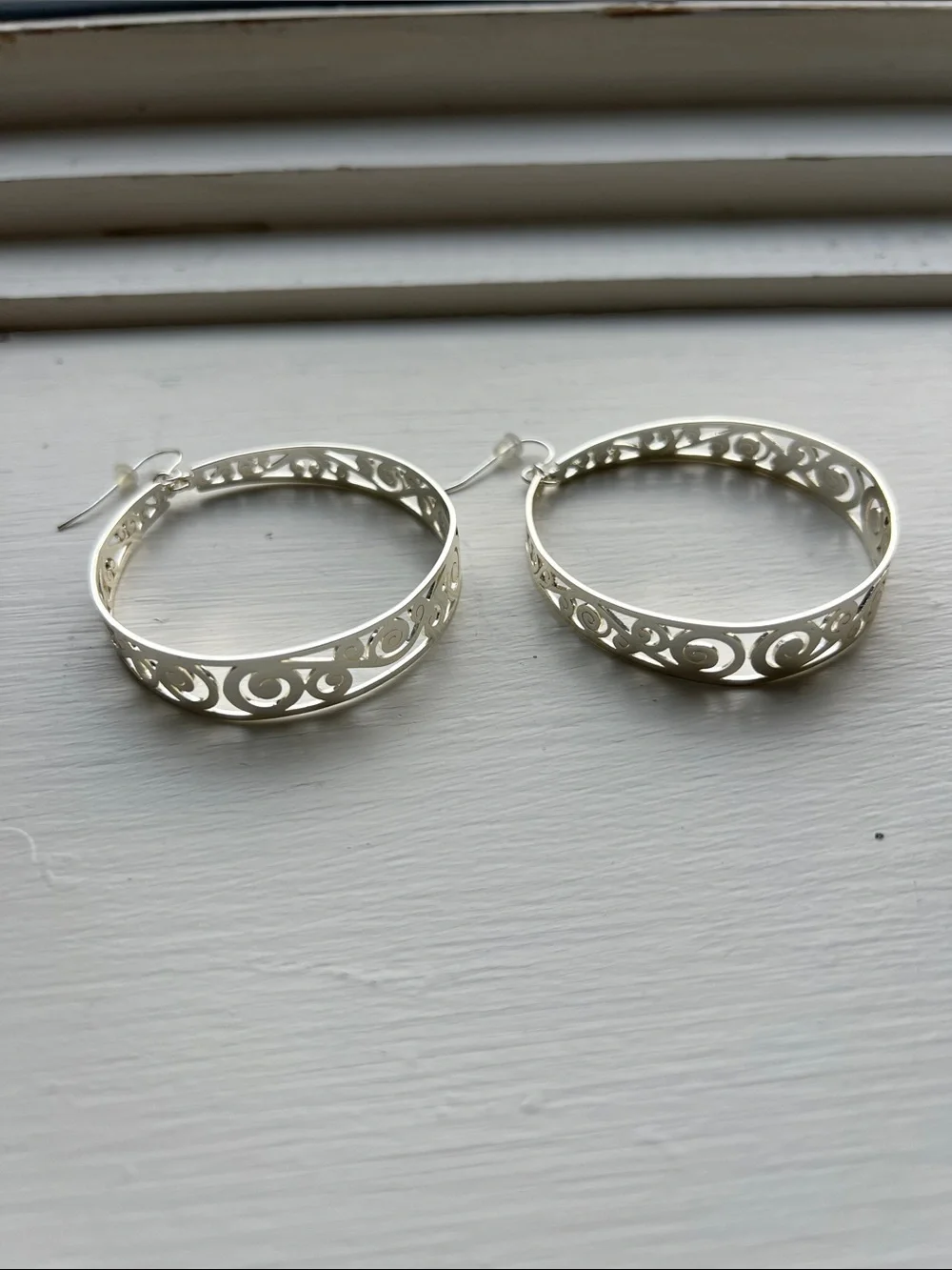 Silver Filigree Hoop Earrings - Women Jewelry